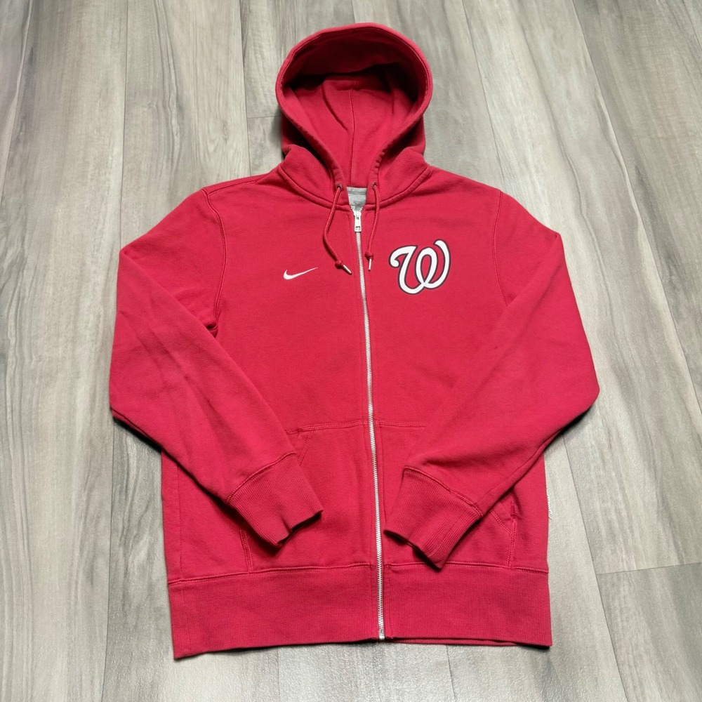 Nike Washington Nationals MLB Full Zip Hoodie Red Mens Size Medium 1159